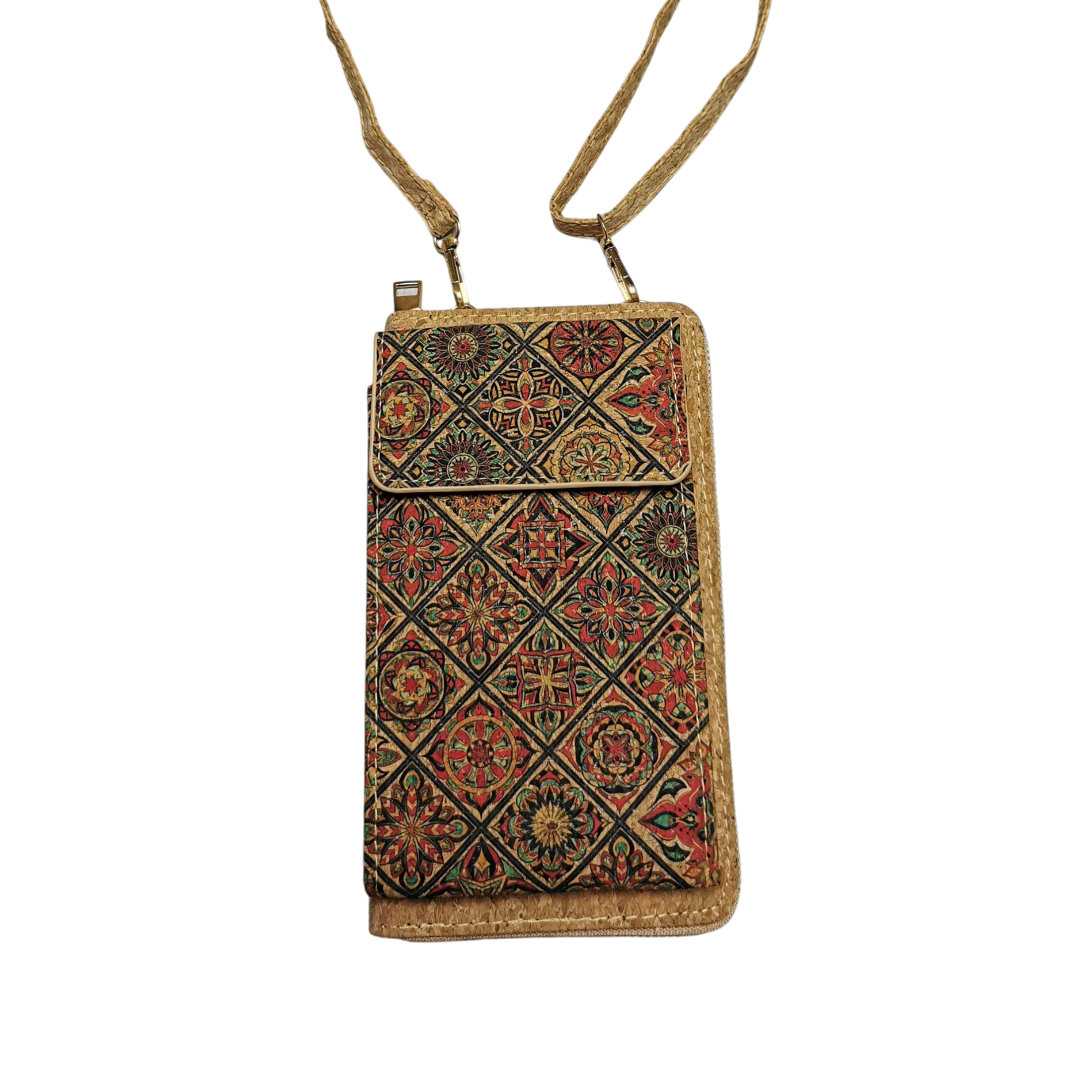 Billetera manos libres de corcho con tarjetero y porta celular - Imagen 3