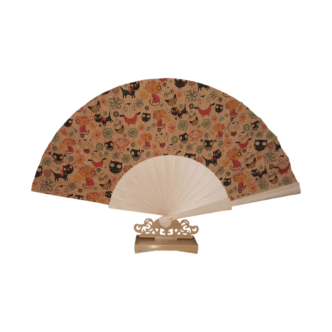 abanico de mano, de corcho