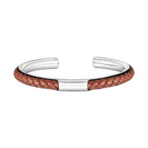 Brazalete de Acero con Cuero Trenzado