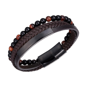 Pulsera Multifajas de Cuero Marrón