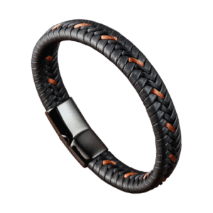 Pulsera de Cuero con Puntadas Ámbar