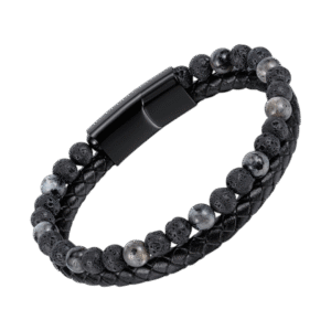 Pulsera de Cuero con Piedras de Lava