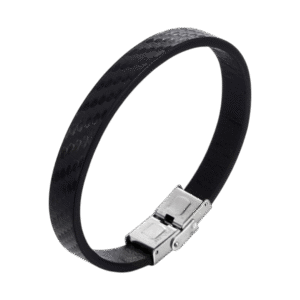 Pulsera de cuero con textura carbono para hombre