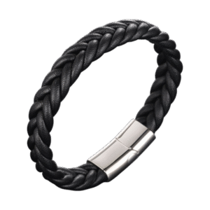 Pulsera de Cuero Trenzado Negro