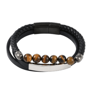 Pulsera de Cuero y Ojo de Tigre