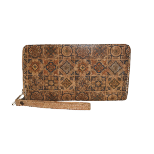 Billetera de corcho grande con doble zipper
